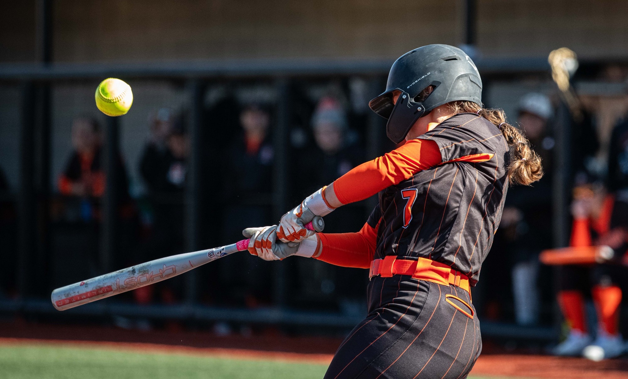 Kidwell making contact with the ball 