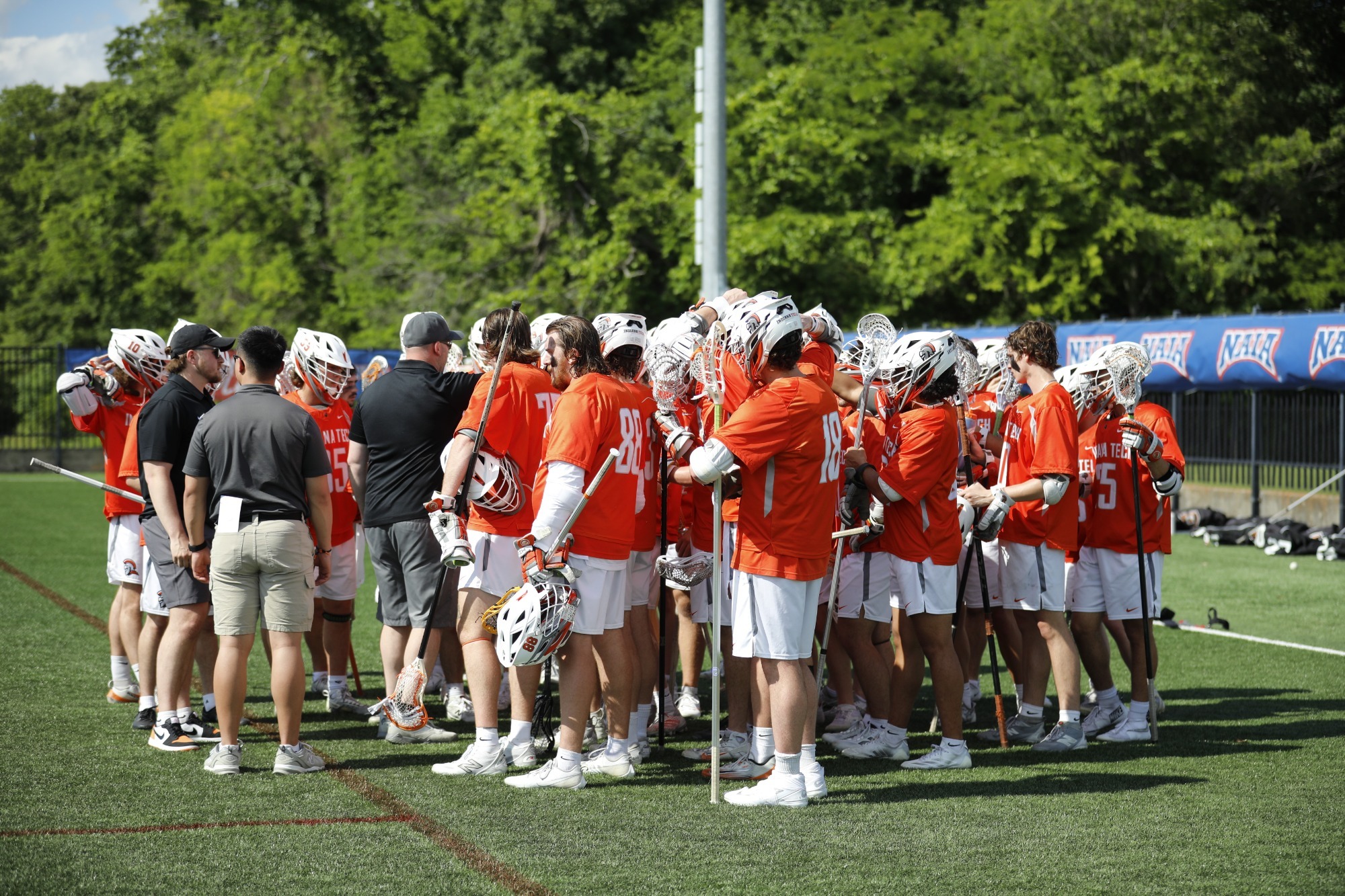 MLAX Team Huddle vs Keiser at Nationals