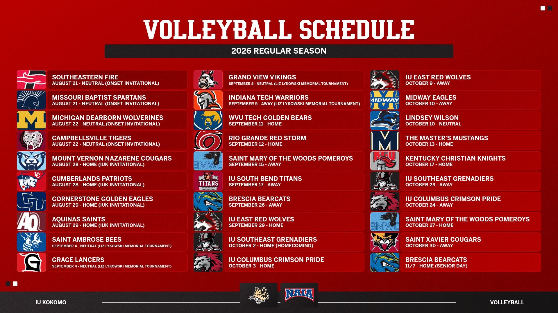 2026 VBALL Regular Season