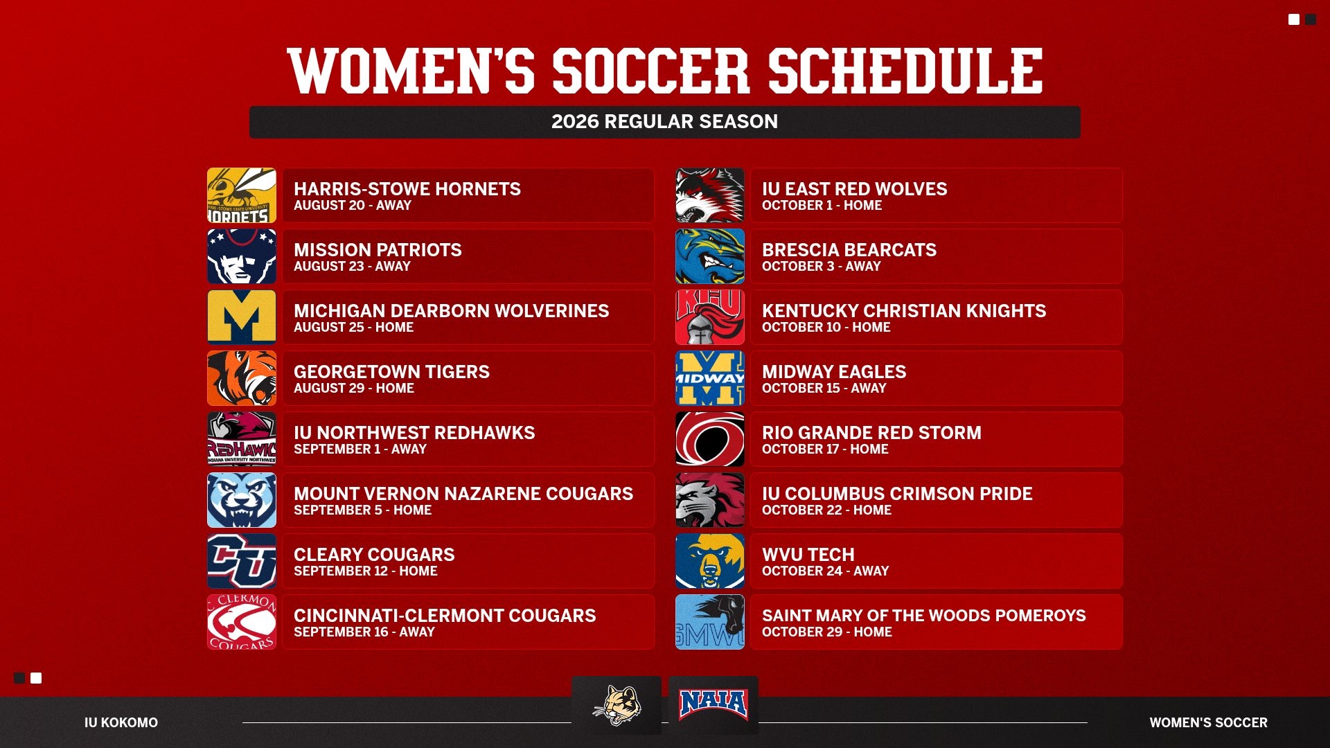 2026 WSOC Schedule