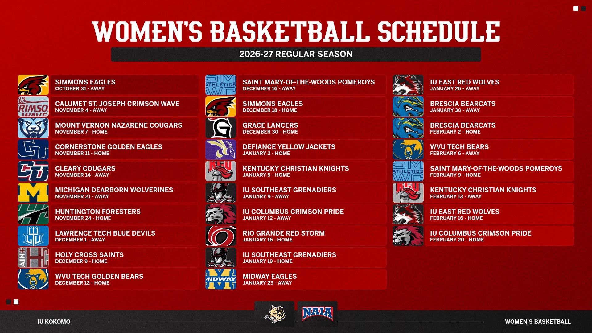 WBBALL 2026-27 SCHEDULE RELEASE