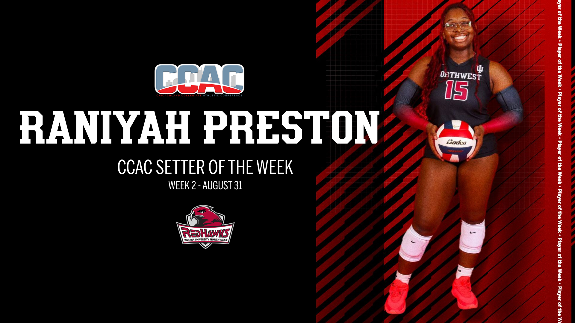 Preston named CCAC setter of the week, week 2, 2026
