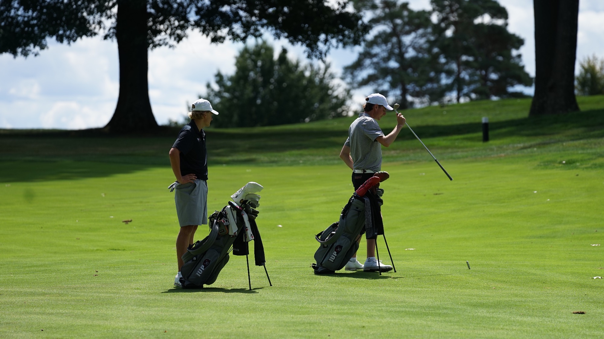 IUP men's golfers Alex Swinnerton and Trevor Todd at Indiana Country Club