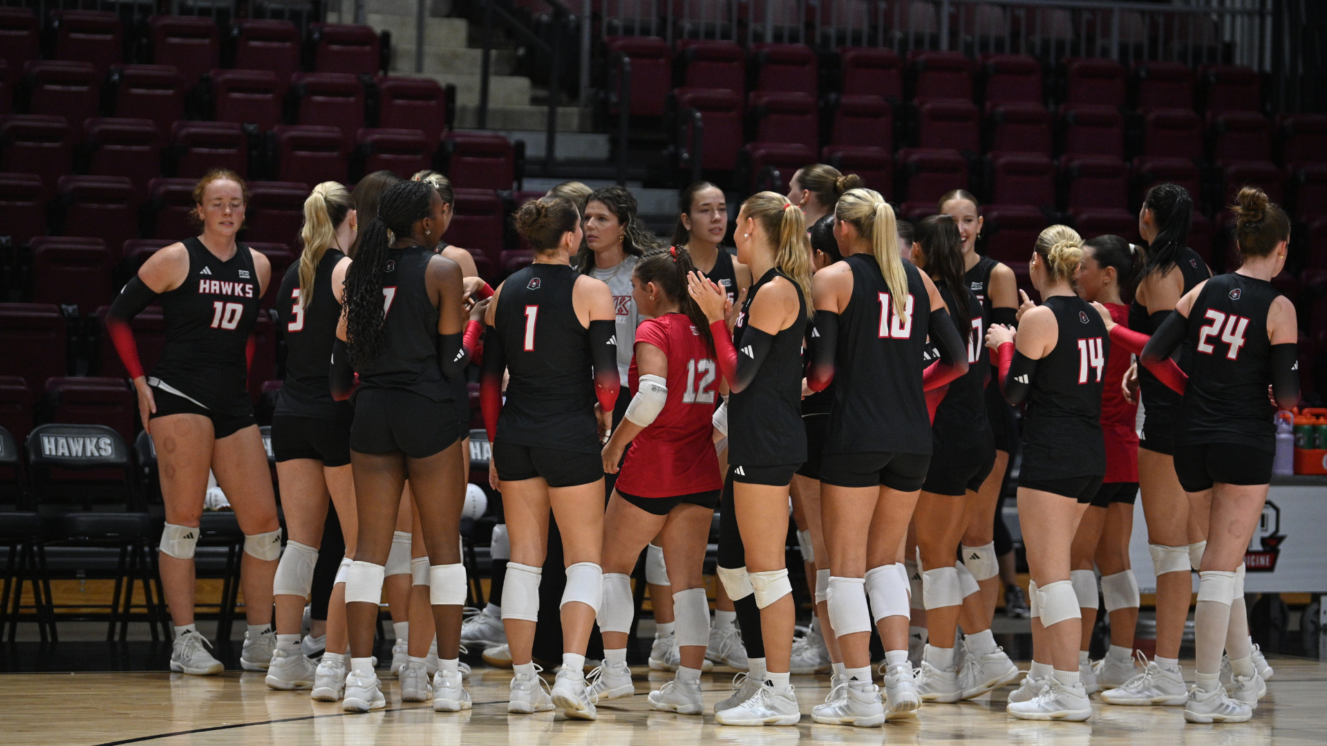Volleyball Team Huddle Crimson Hawk Classic