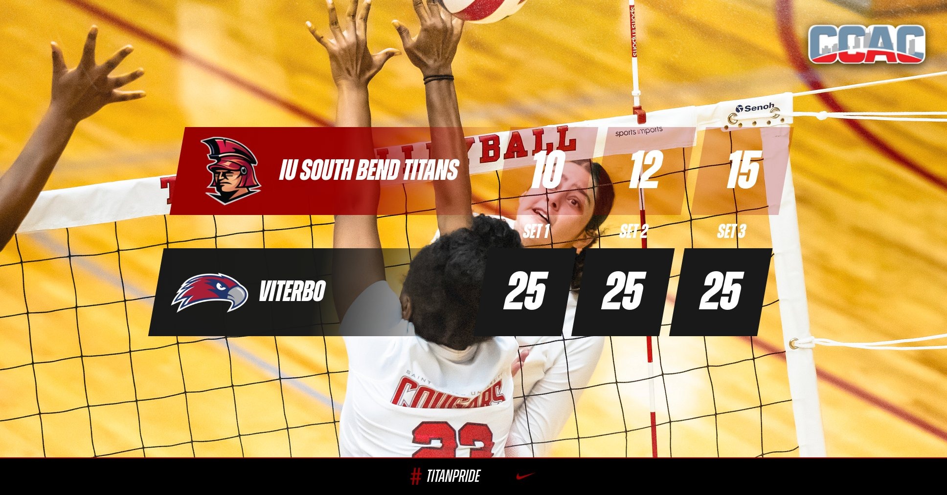 Titans earn CCAC win in four sets over Olivet Nazarene Indiana