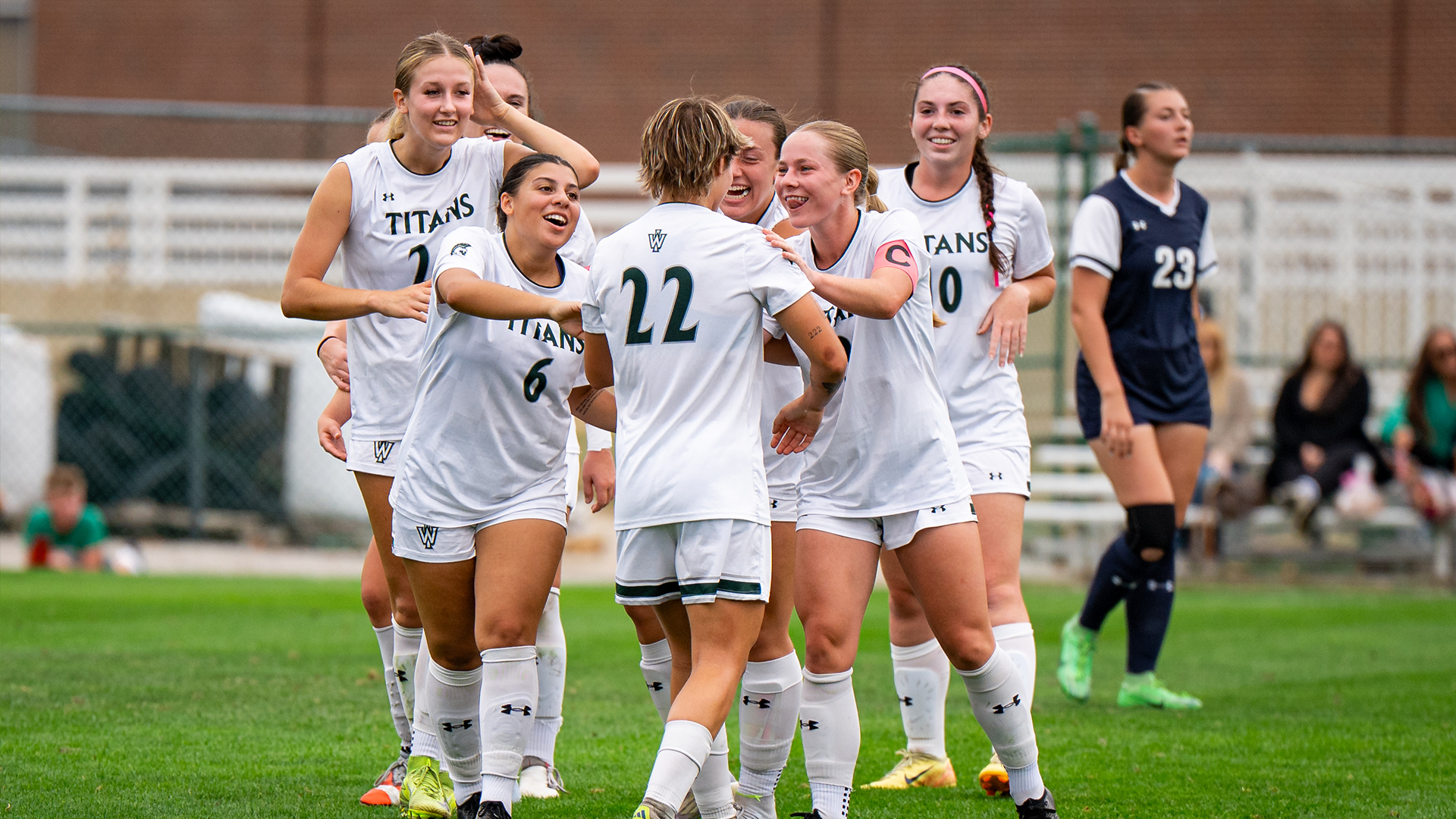 Taylor Haun goal celebration with team