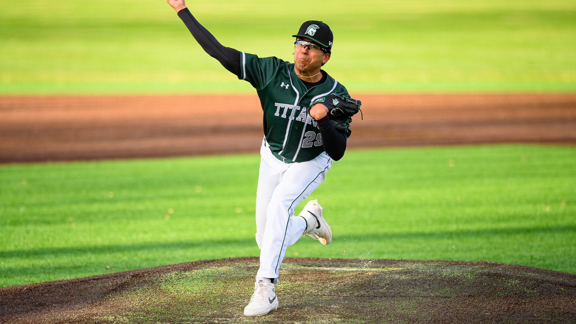 Caleb Martinez pitching against Carroll April 1, 2025