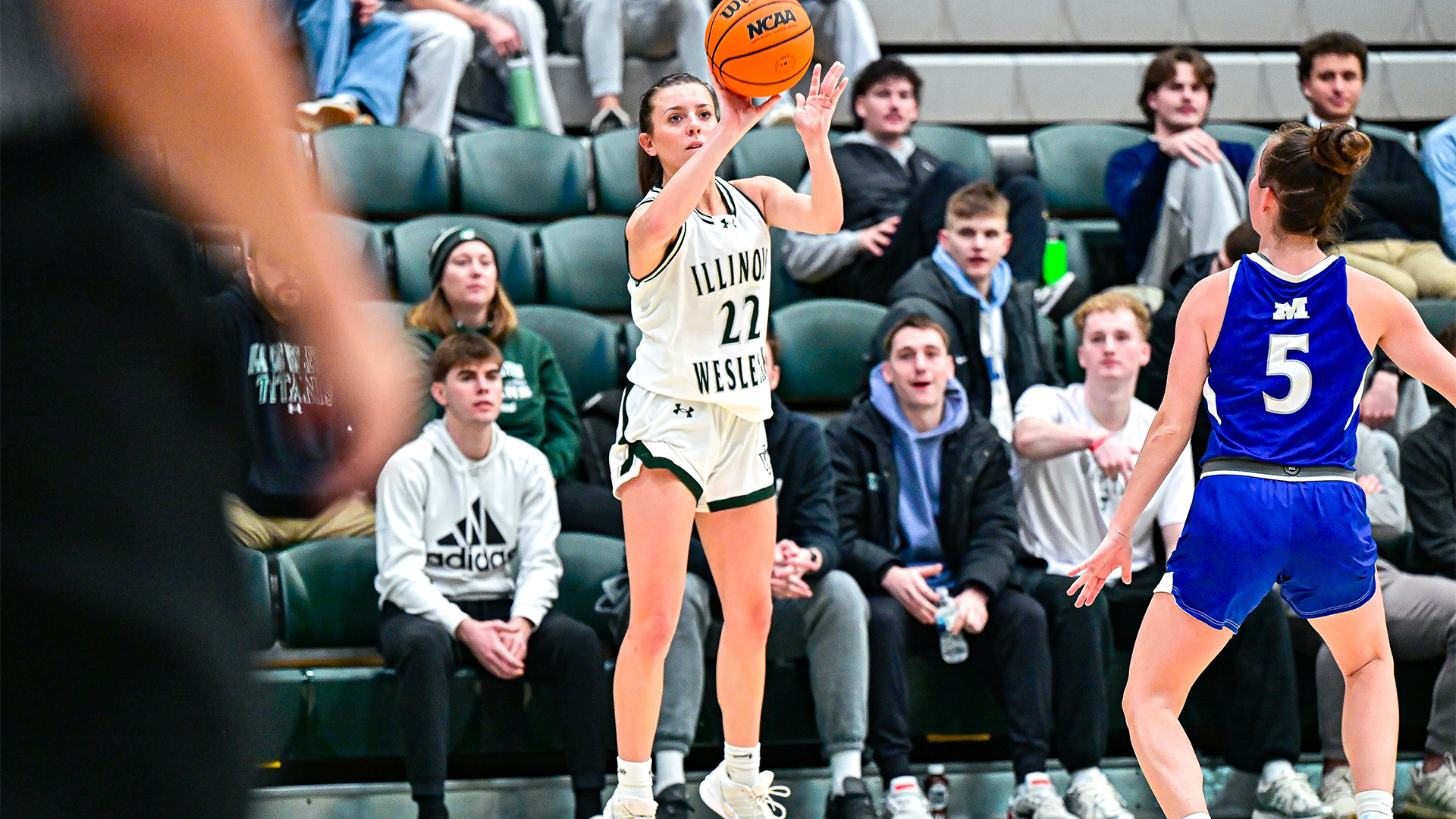 Ava Bardic shoots a three against Millikin Jan. 14. 2026