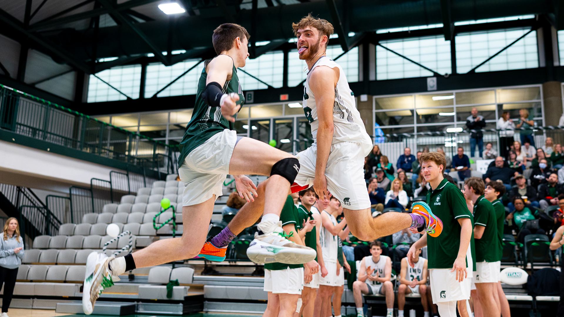 Ben Zima and Lane Sunley pre-match starters handshake