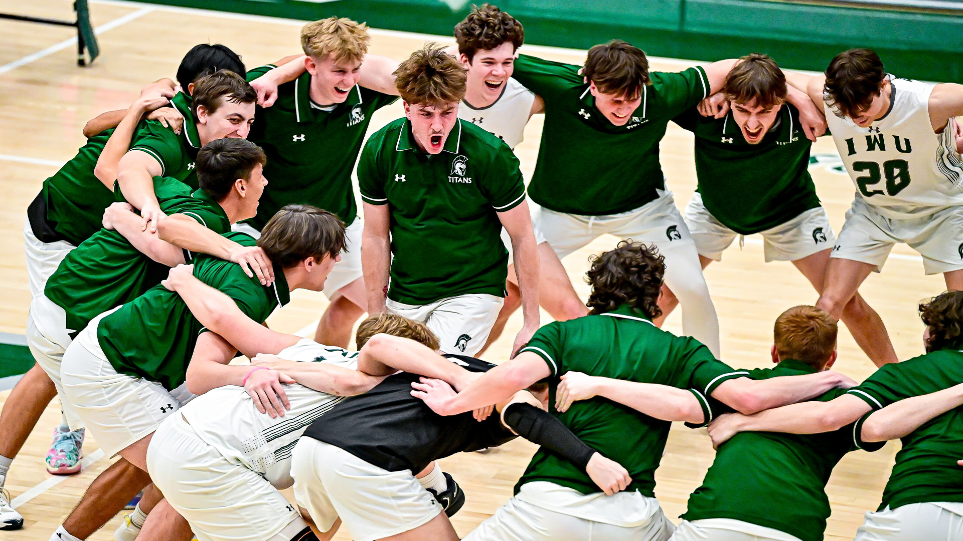 Men's Volleyball during pre-match hype huddle Jan. 24, 2026