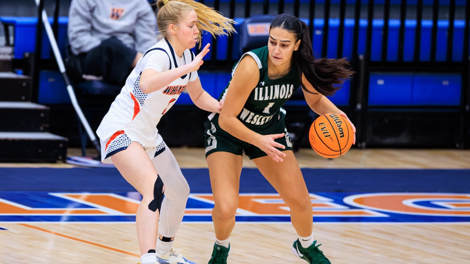 WHEATON, IL - NCAA Basketball - #16 Illinois Wesleyan at Wheaton at King Arena on January 17, 2026. #16 Illinois Wesleyan defeated Wheaton 77-71 to improve to 12-4 overall and 7-0 in conference play. Wheaton dropped to 6-9 overall and 2-4 in conference play. (Photo by Jimmy Naprstek/Kodiak Creative)