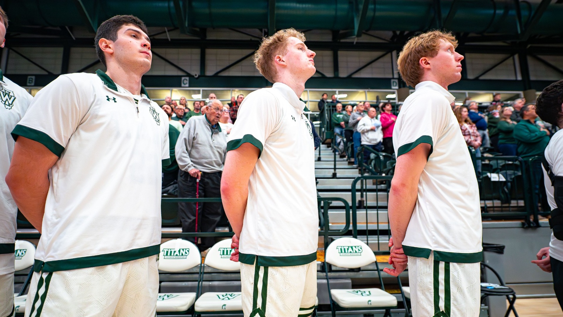 Colak, Ruggles, Funk during National Anthem 2025-26