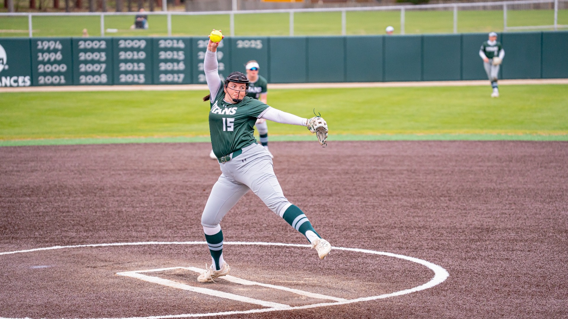 Mallory Holland pitching vs UW-Oshkosh