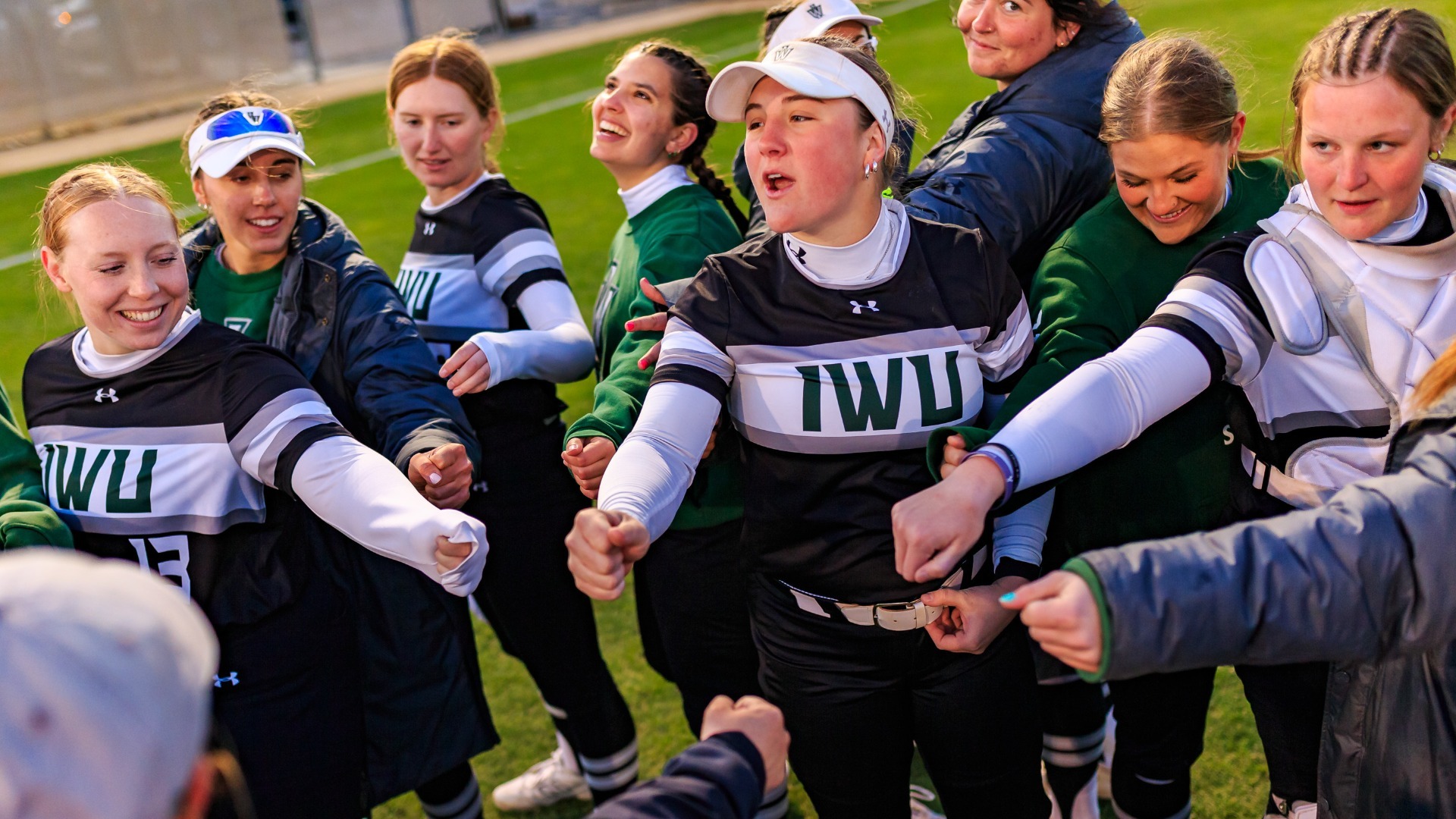 Softball team huddle