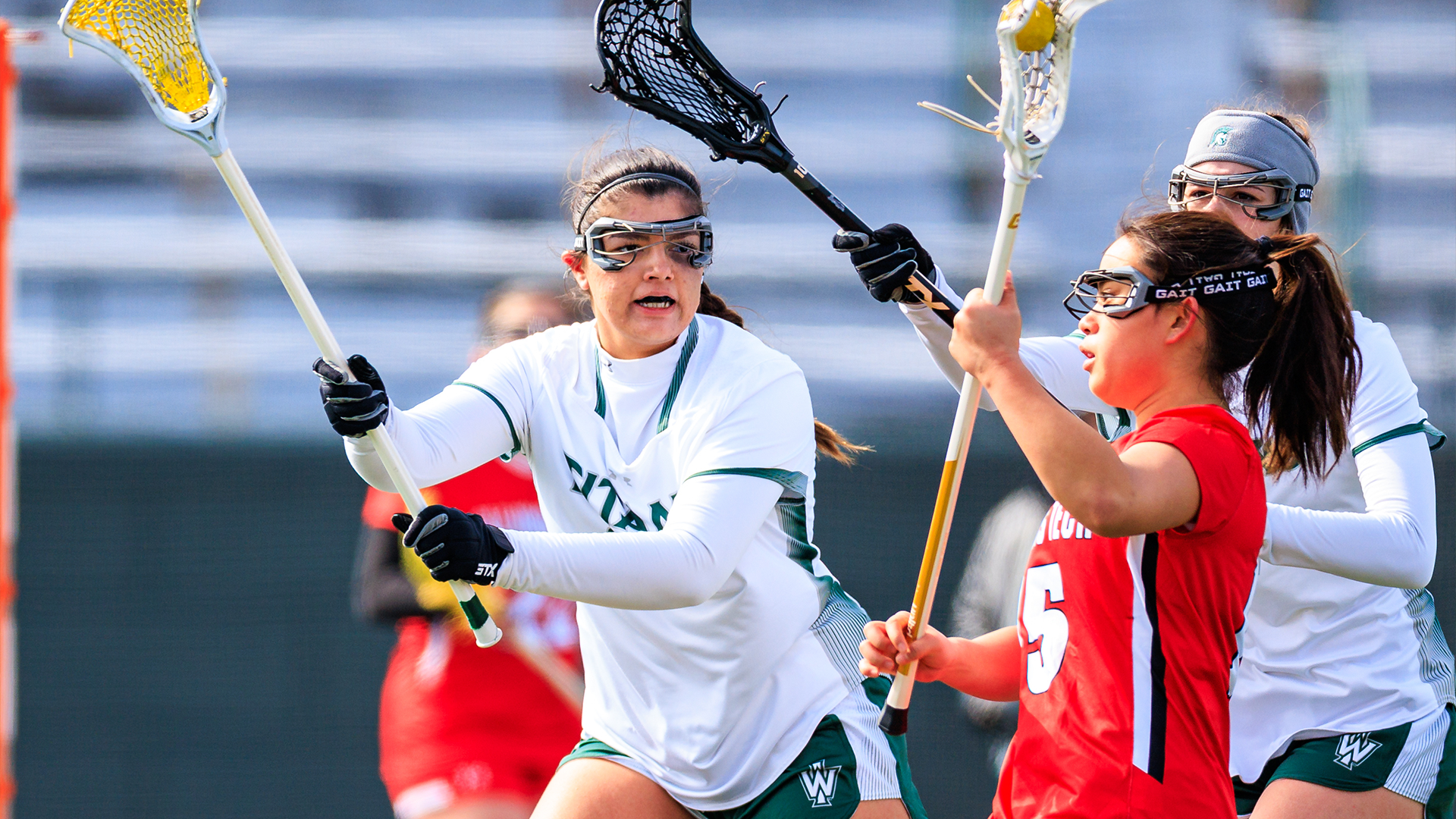 Cassie Fischmann playing defense against IIT Feb. 21, 2026