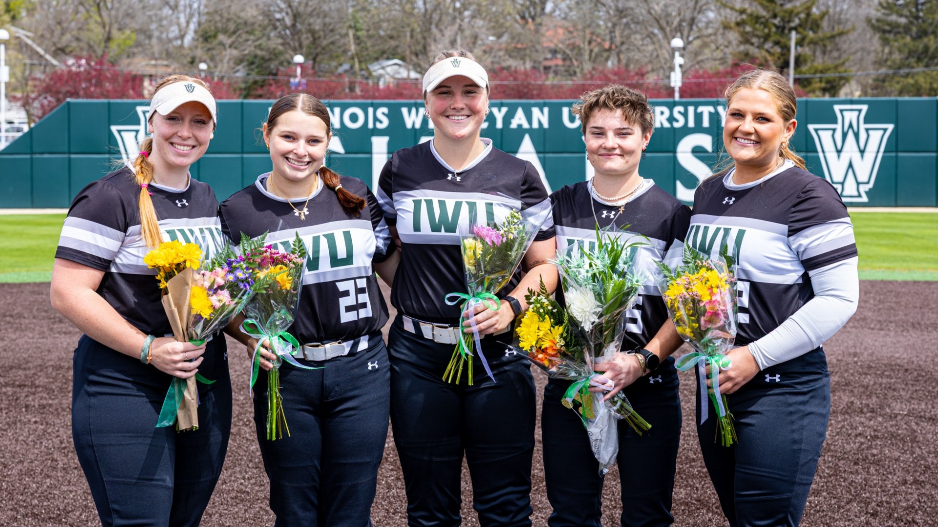 2026 Softball Seniors (l to r): Claire Post, Gianna Certa, Casey Wissmiller, Anna Beckman, Caroline Gatchell
