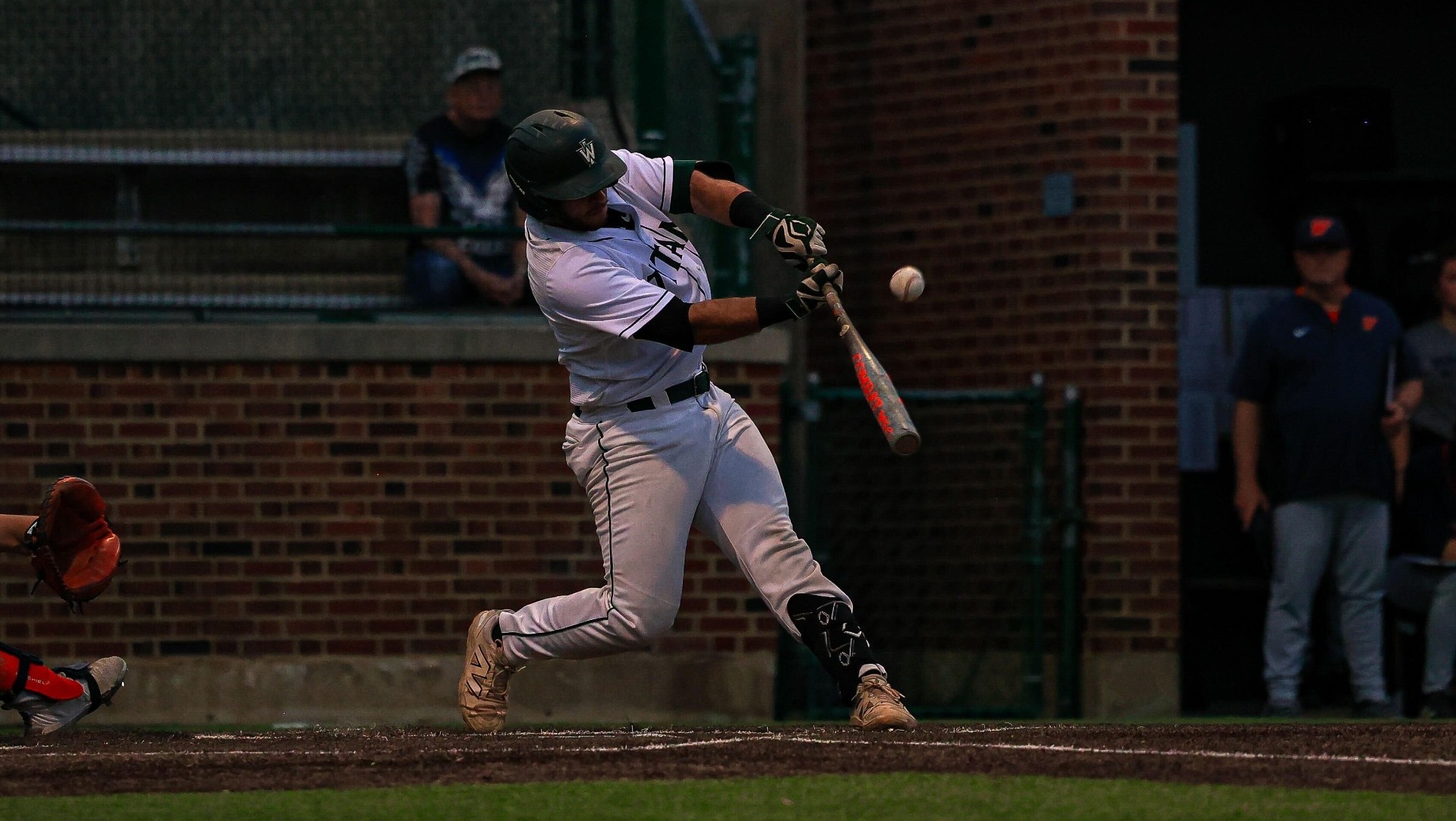 Luca Morelli hits a home run against Wheaton Tuesday, April 21, at Horenberger Field