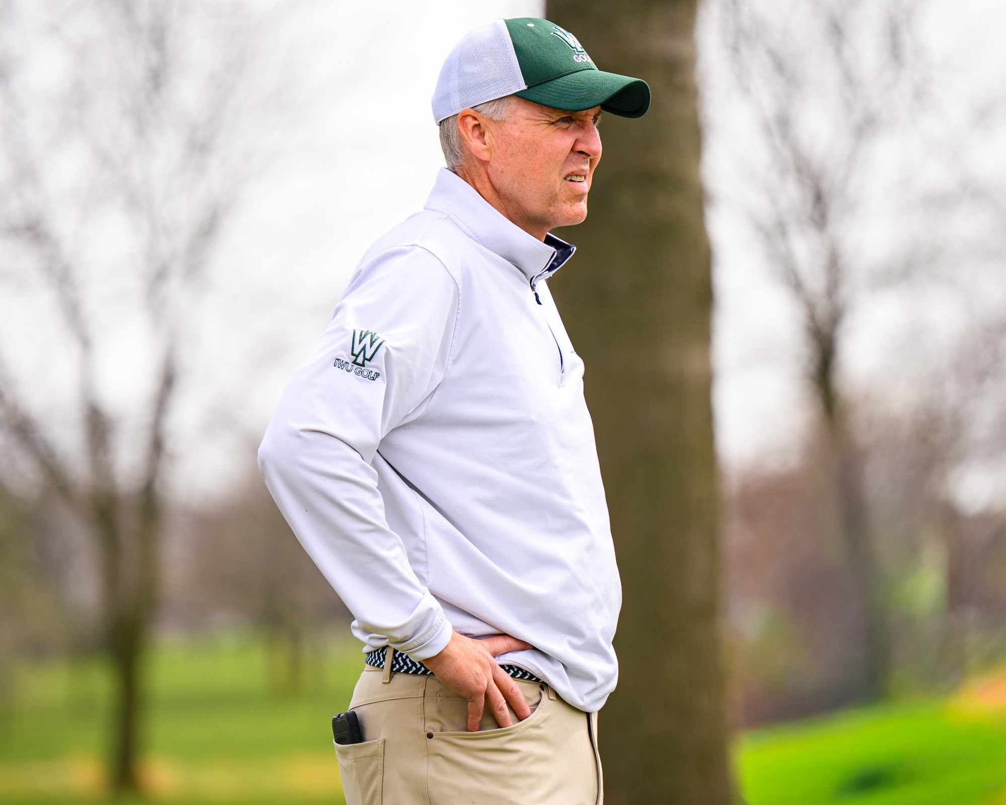 Head Coach Jim Ott at the IWU Invite Photo by Ashtin Elder/AJE Photography