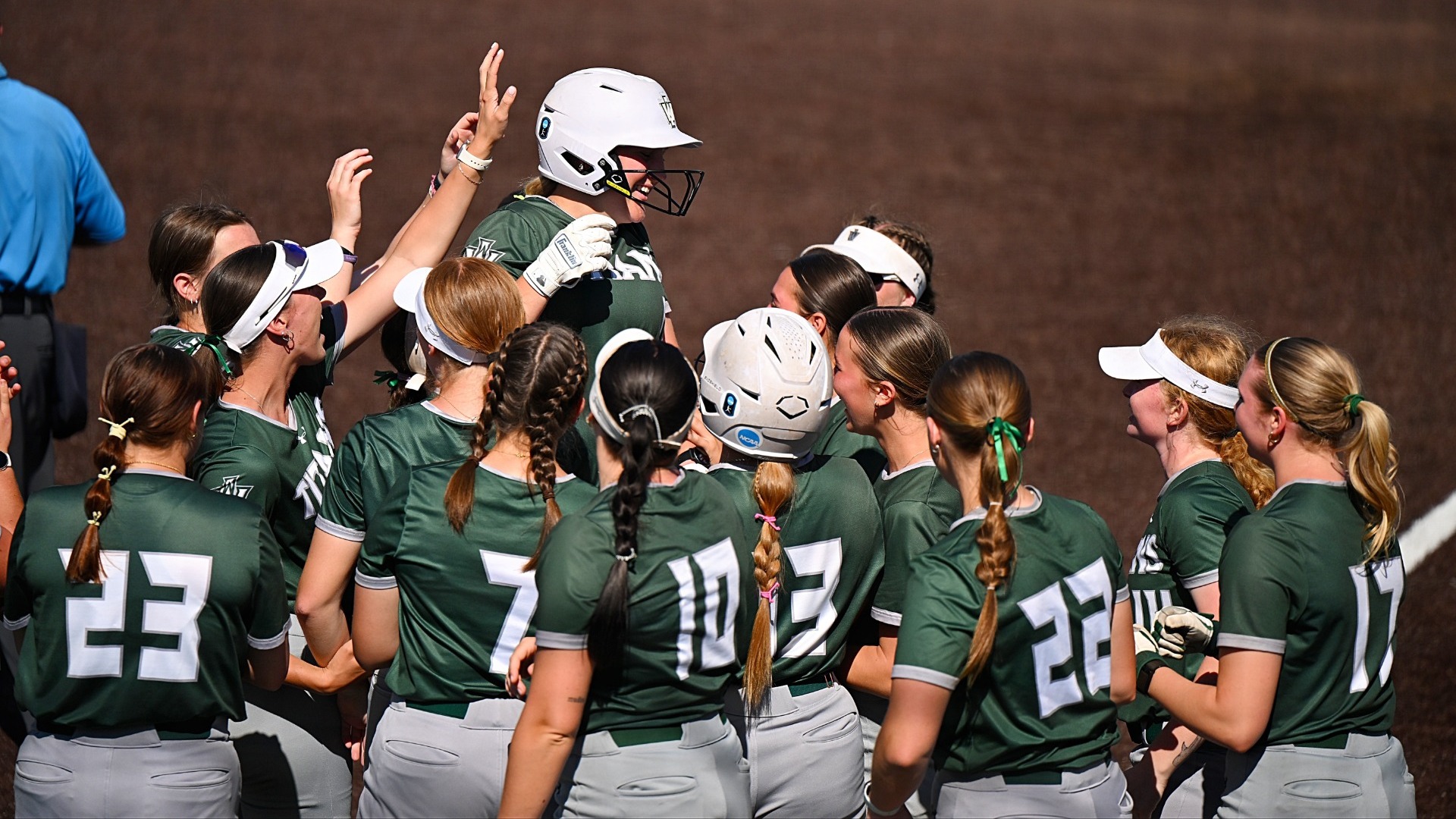 Titans celebrate a homerun at home plate