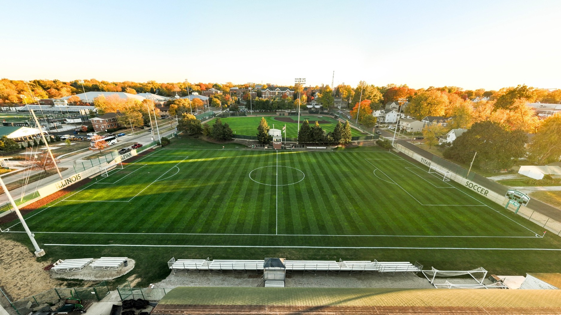 Drone Photo of Neis Field at Illinois Wesleyan University