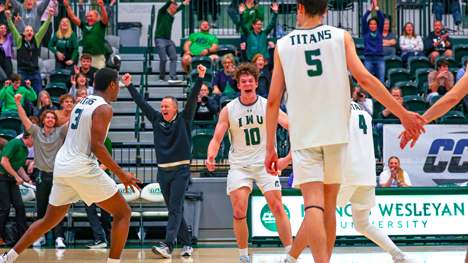 Wilson Spaulding & the Titans celebrate a big point in the CCIW Tournament semifinal match