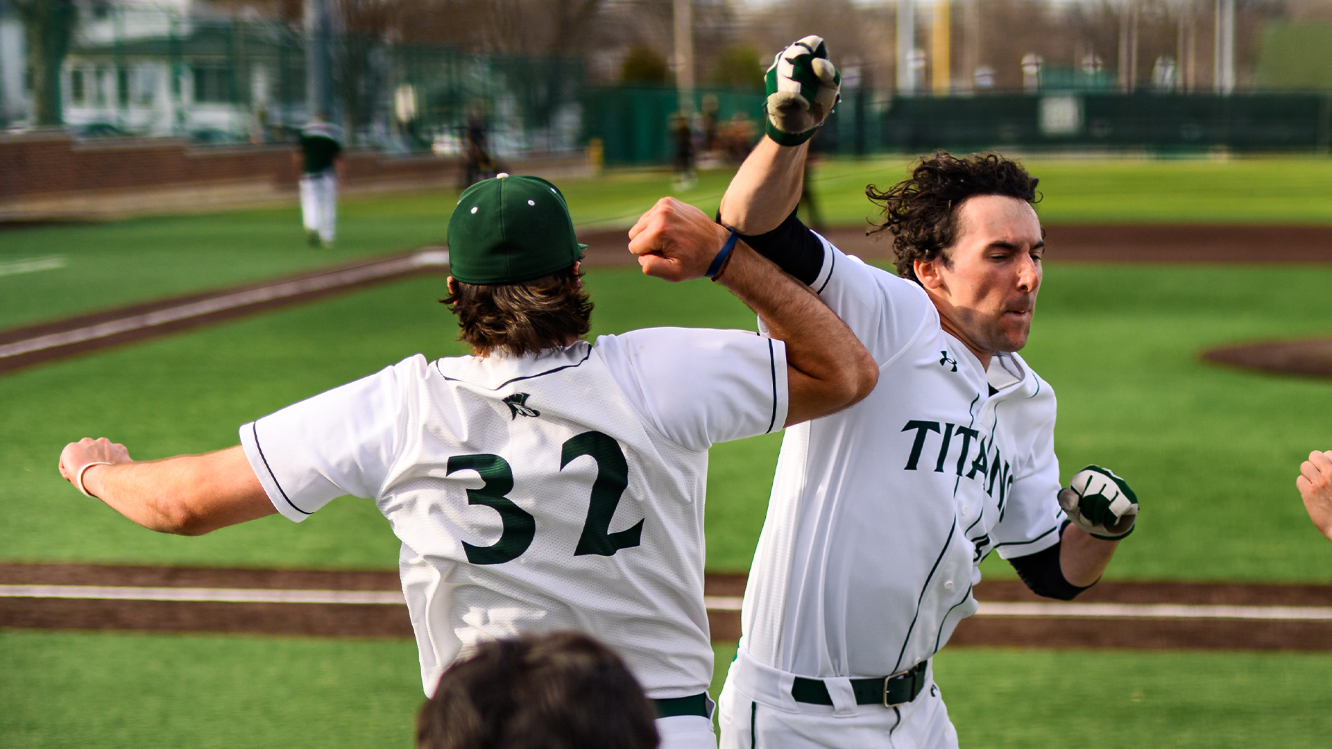 Jack Flagg and JP Ferraro celebrate Flaggs home run