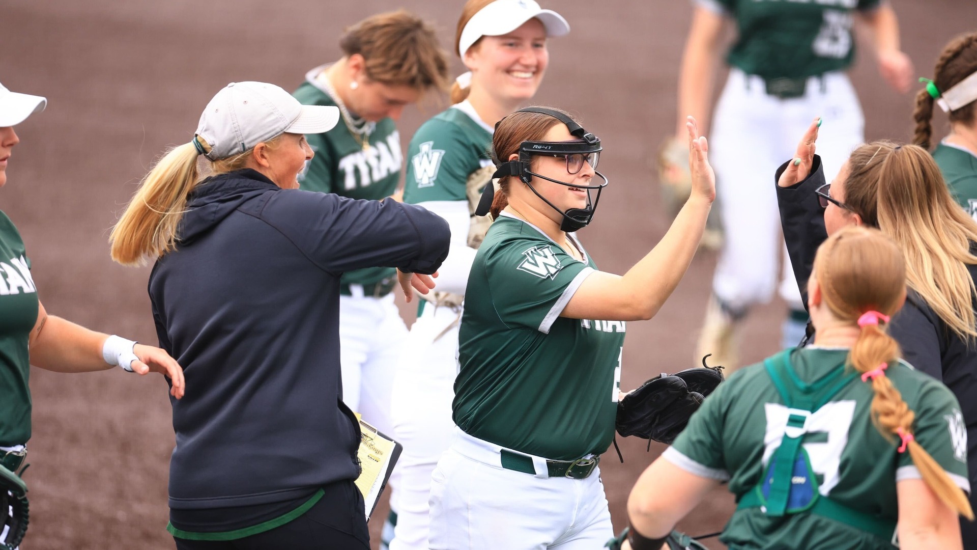 Titans celebrating a big strikeout by Certa