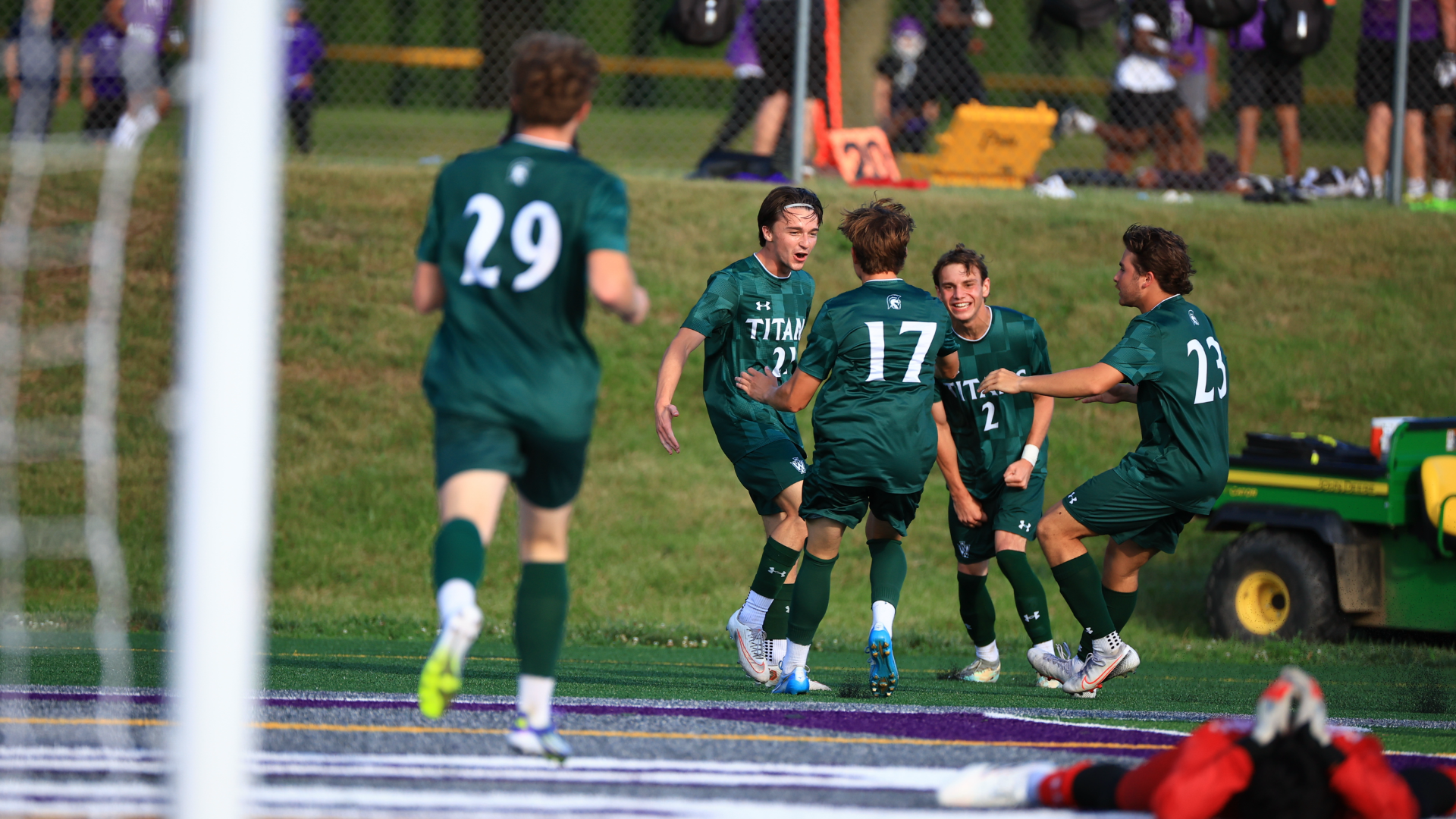Men's Soccer celebrates Gavin Youngs goal