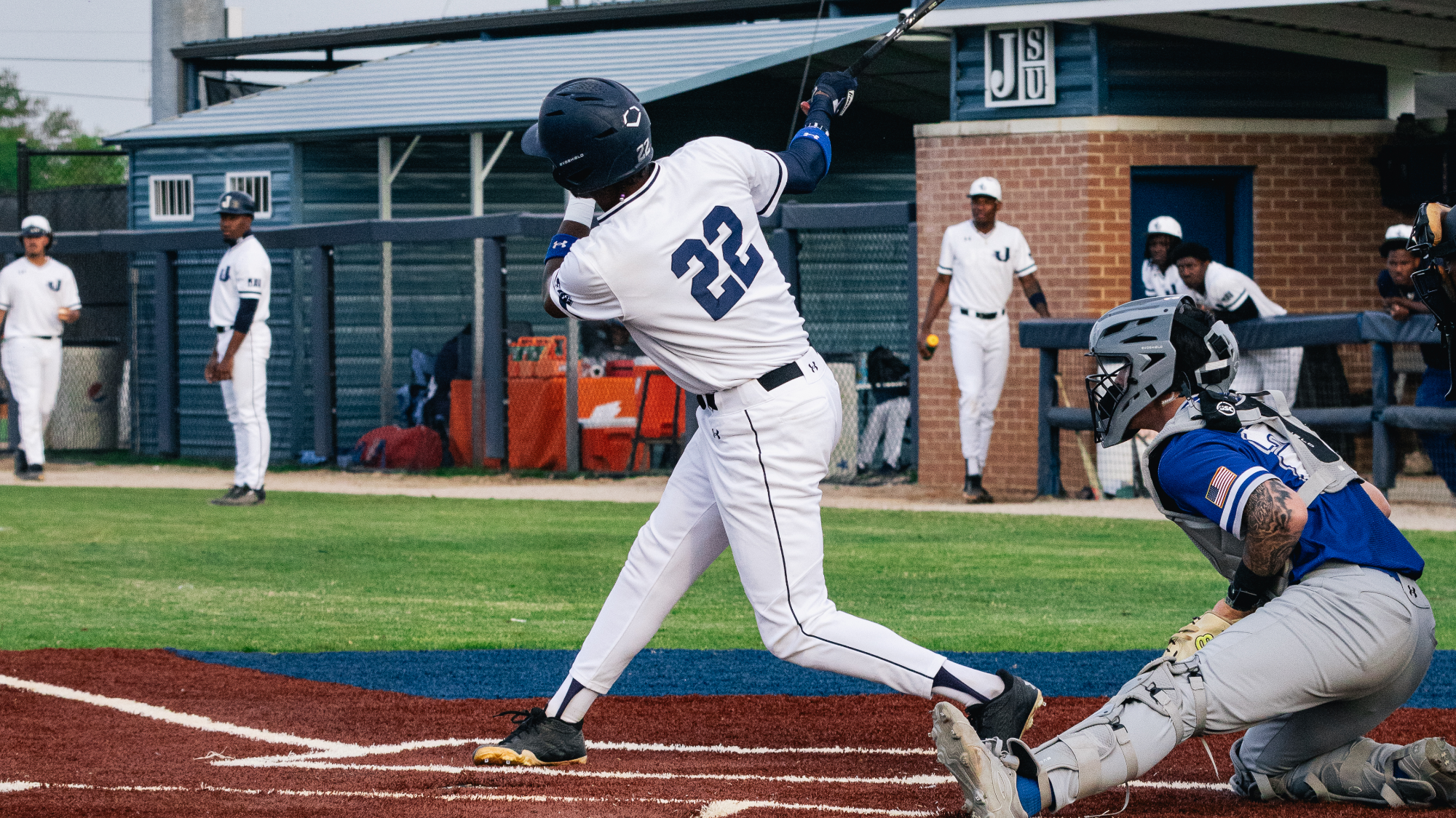 Tyree Reed swings in an at-bat against New Orleans