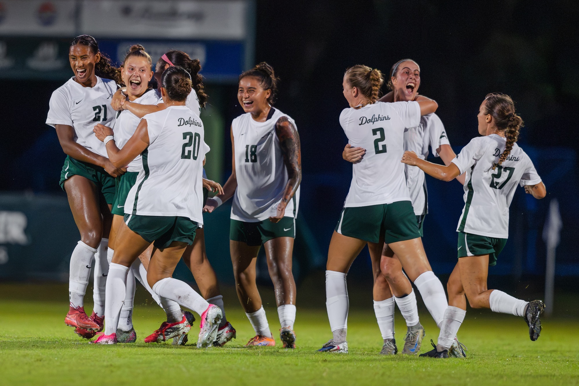 Women's Soccer celebration against Miami 08/12/26