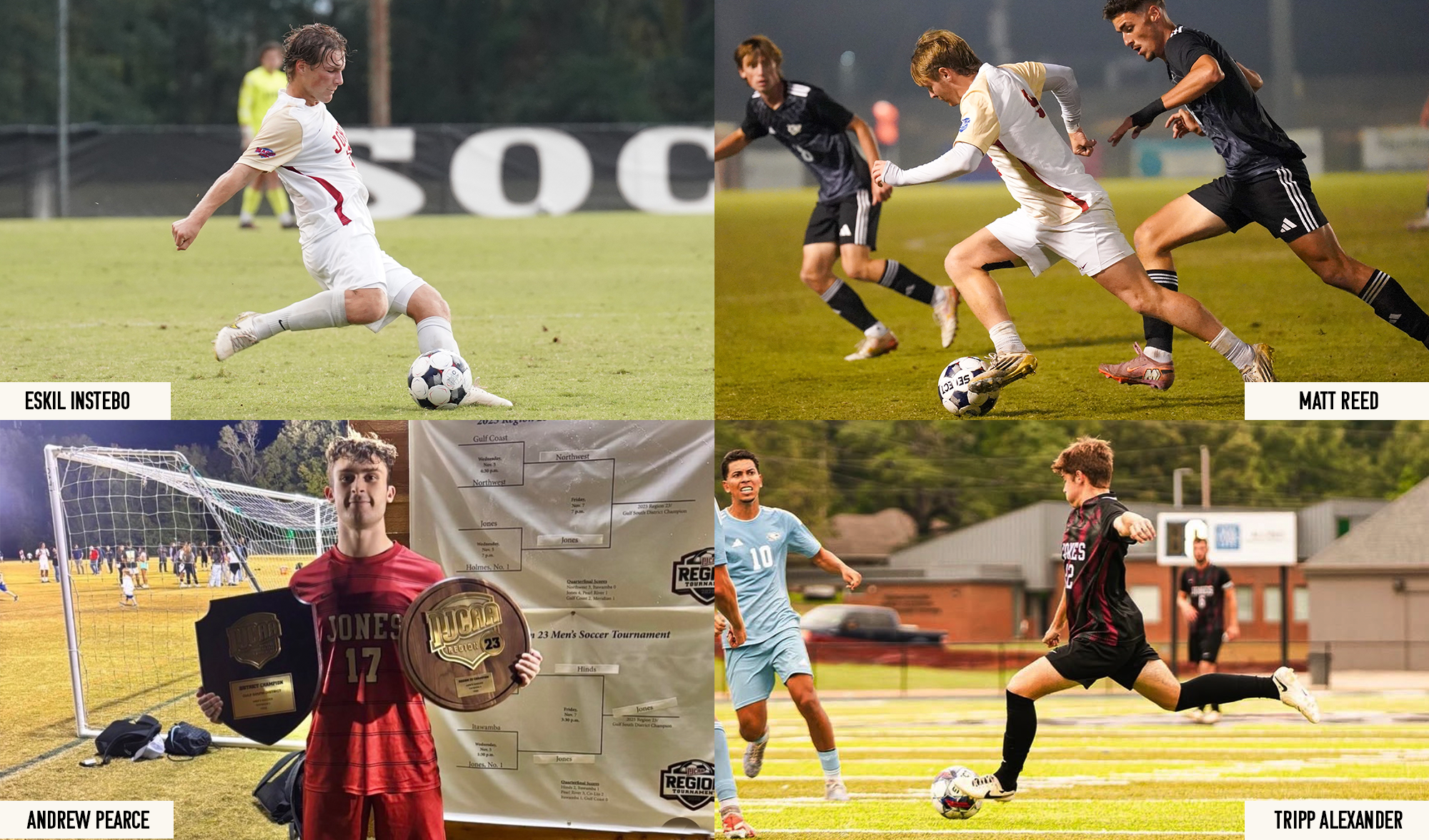 four Jones men's soccer players signed with four-year colleges
