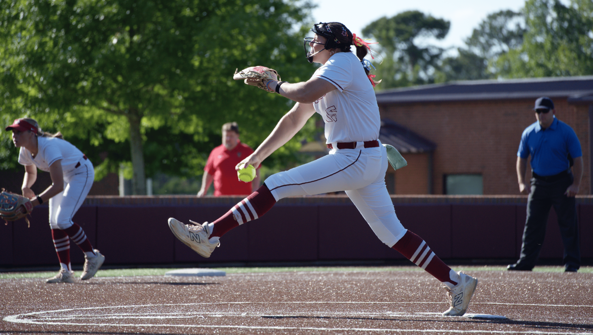 madison sawyer throwing vs. Pearl River in a tournament game