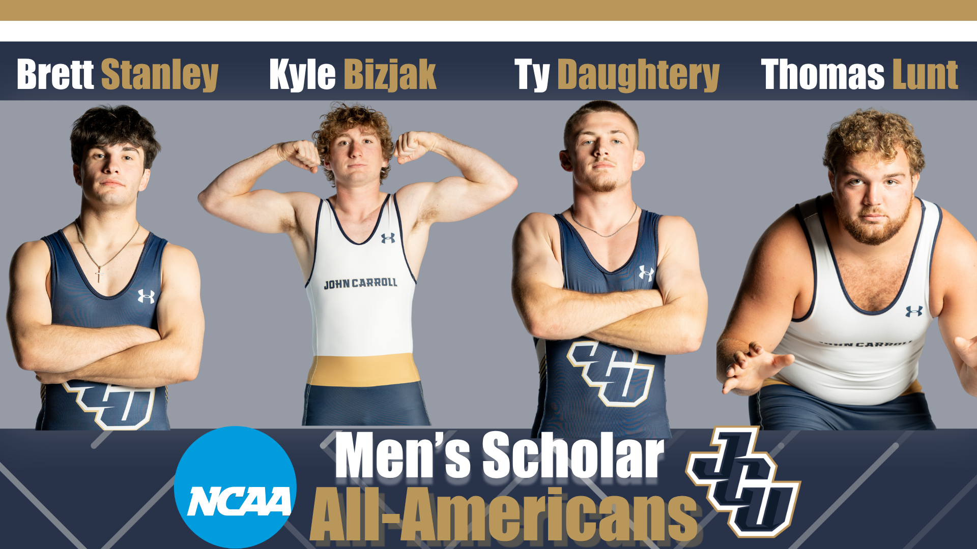 NWCA All-Americans 2026 Brett Stanley, Kyle Bizjak, Ty Daugherty, Thomas Lunt