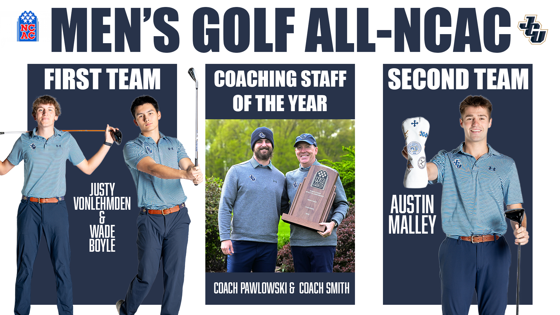 All-NCAC Men's Golf VonLehmden Boyle Malley Pawlowski 