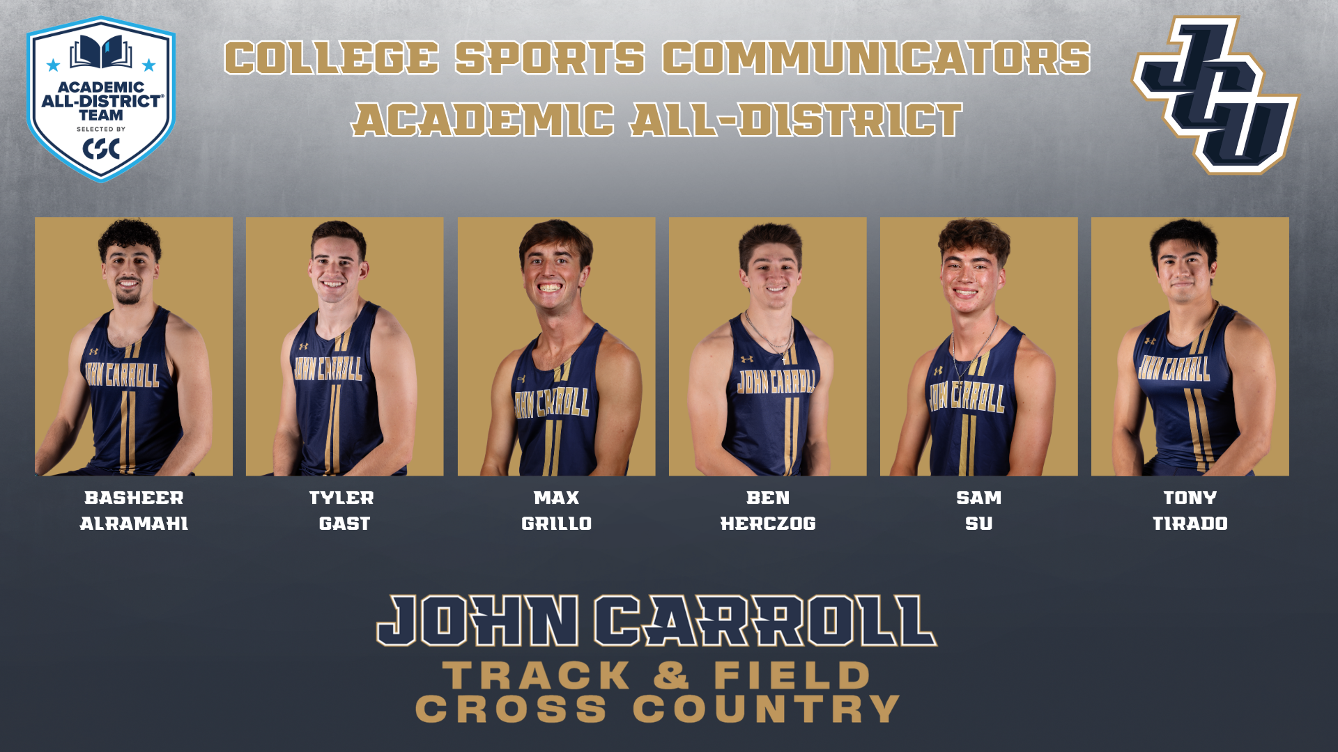 JCU MT&F CSC Academic All-District Graphic
