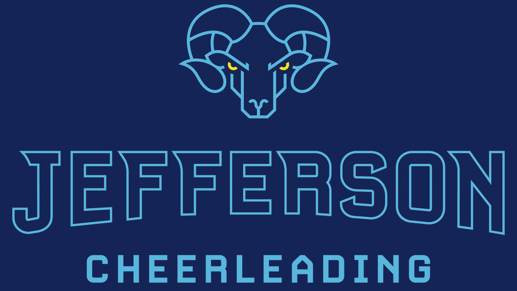 Cheerleading Jefferson Logo Blue Background