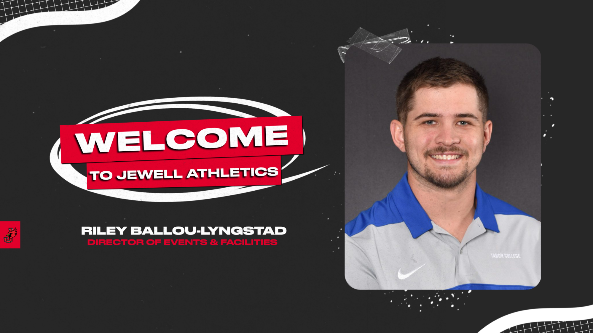 Riley Ballou-Lyngstad graphic saying welcome with a headshot 