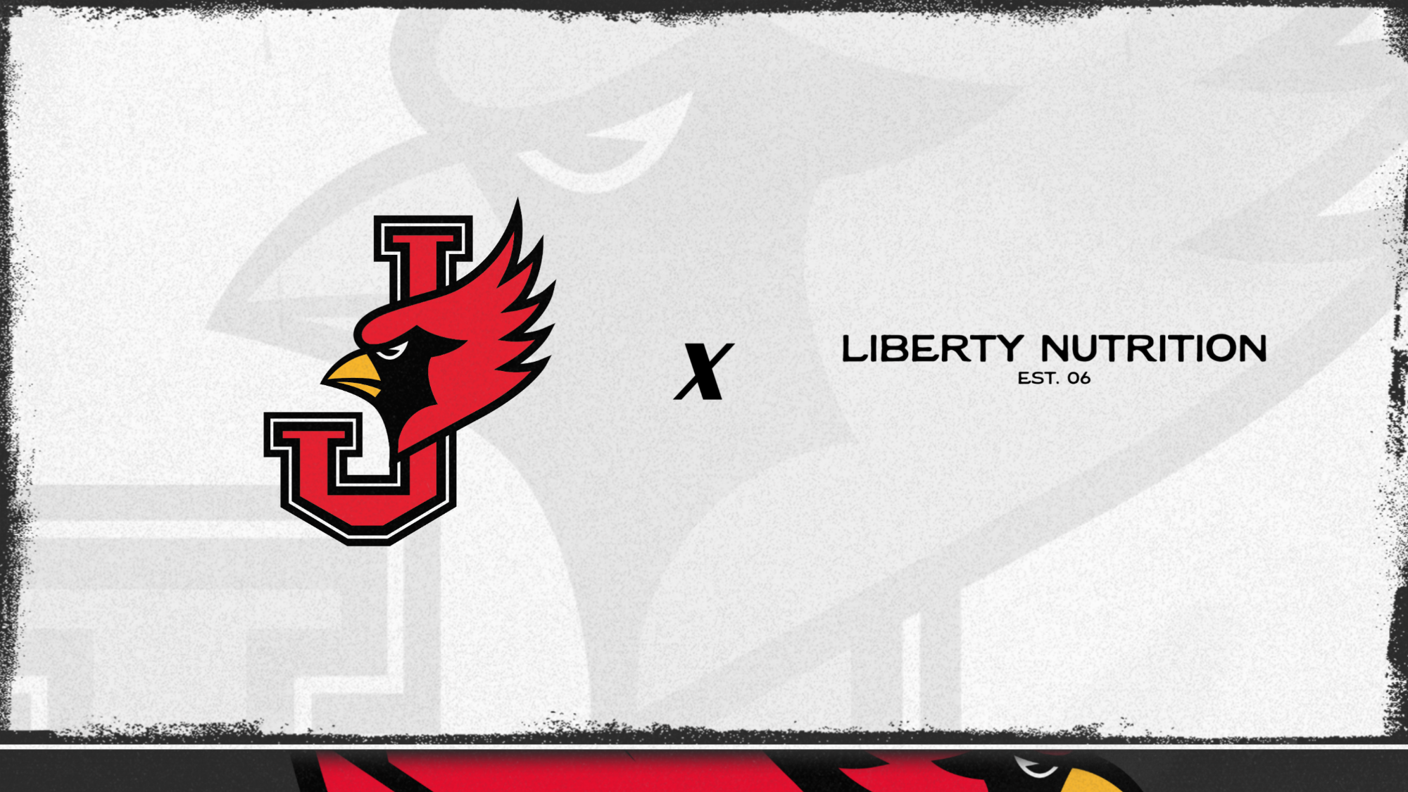 Graphic with white background with Jewell athletics logo and Liberty Nutrition with an x between the logos signaling a partnership