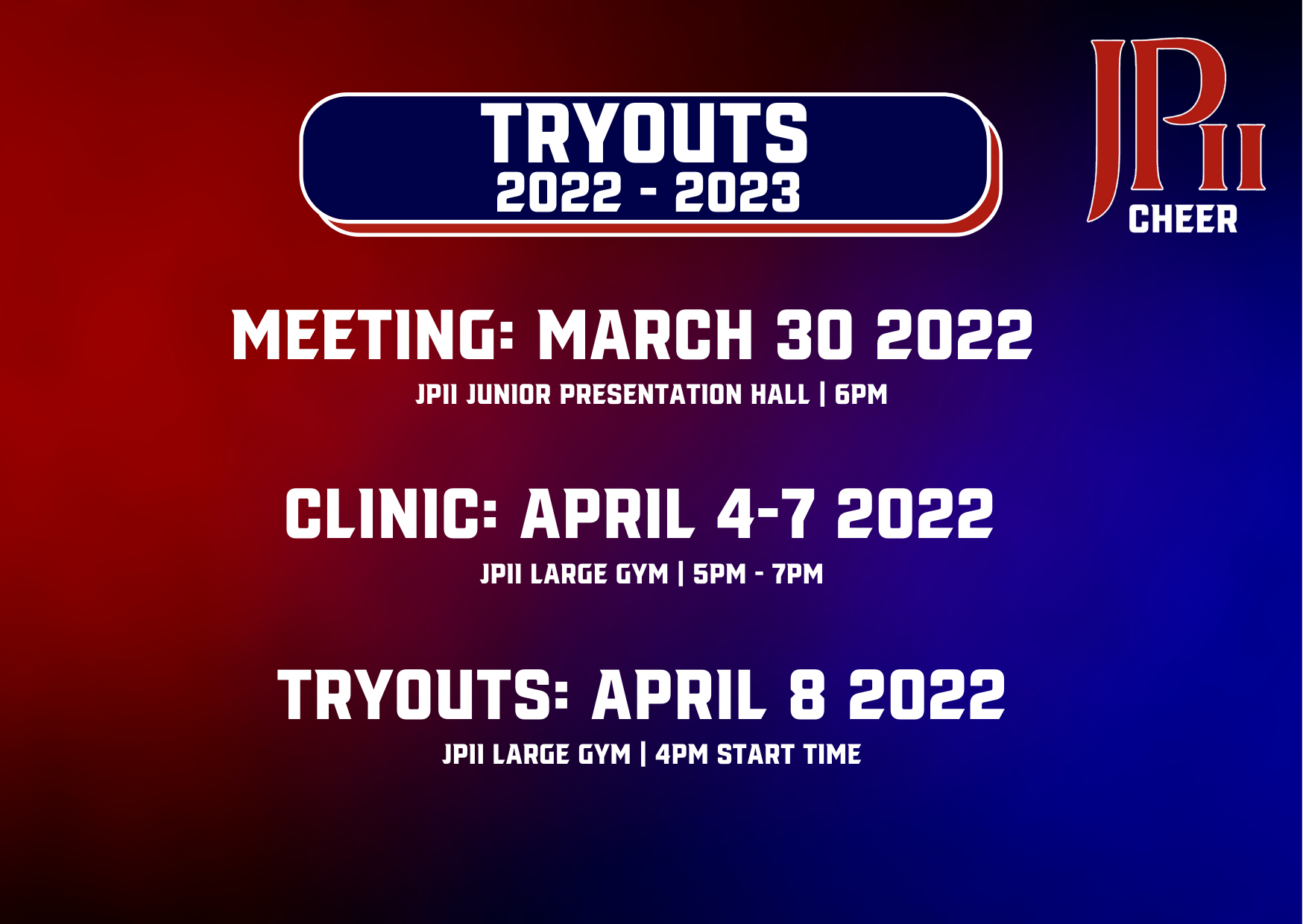 20222023 Cheerleading Tryout Information John Paul II High School