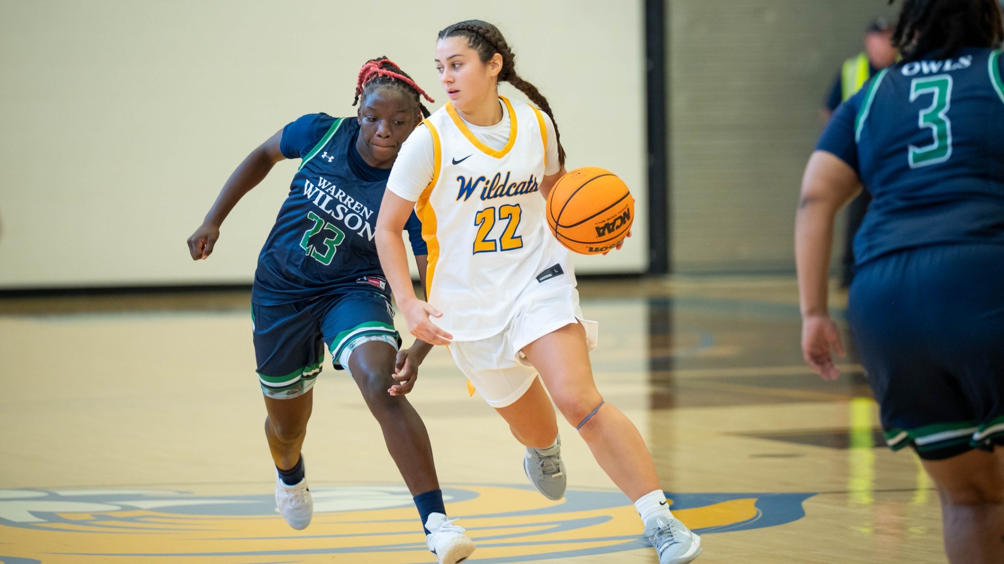 woman dribbling a basketball