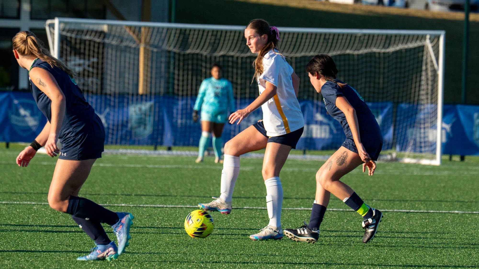 women playing soccer