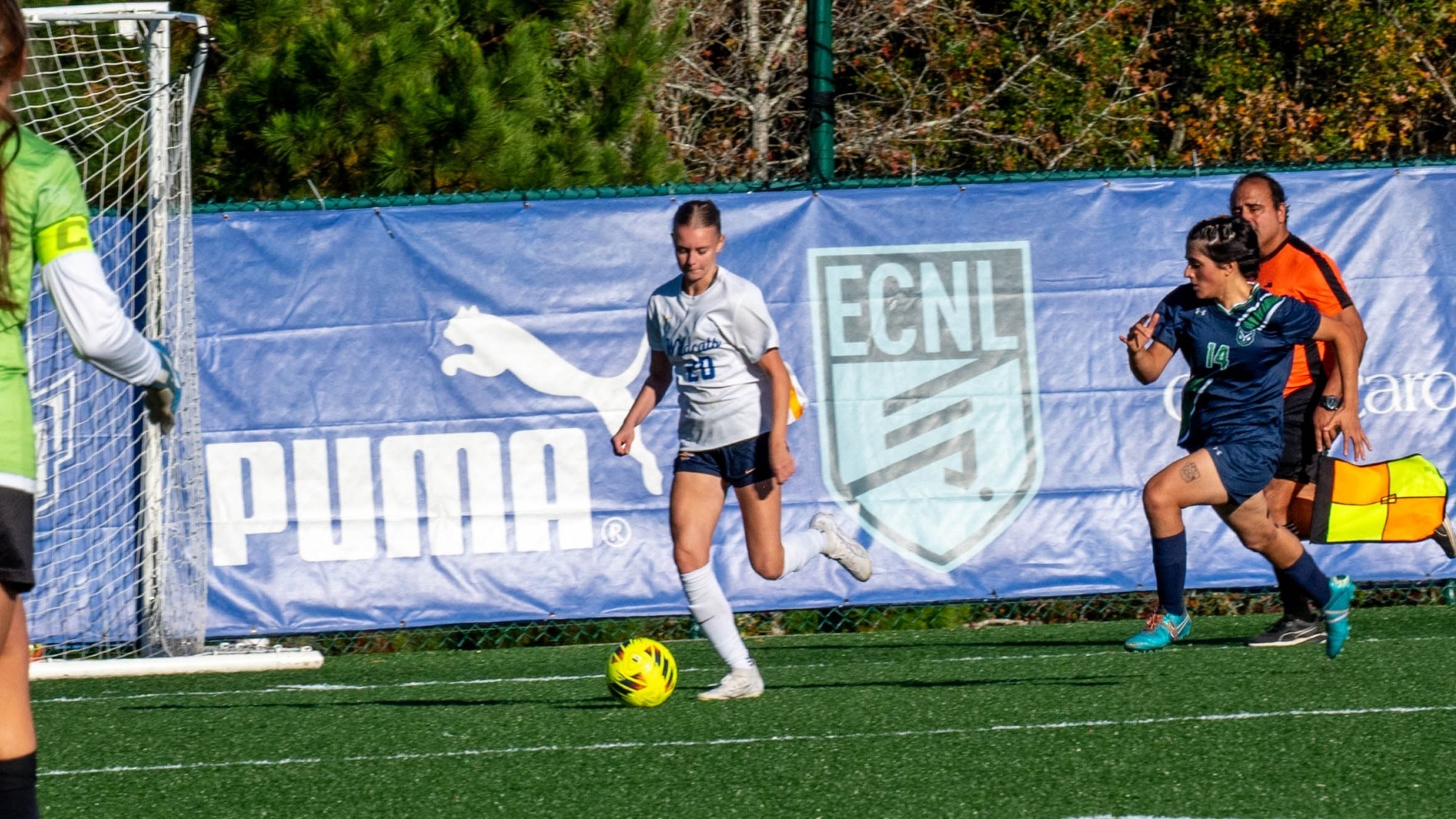woman kicking a soccer ball
