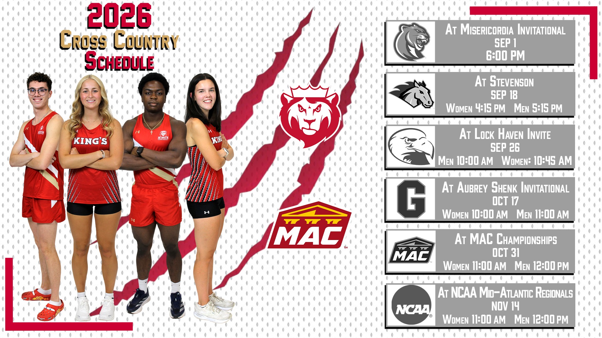 2026 Men's & Women's Cross Country Schedule