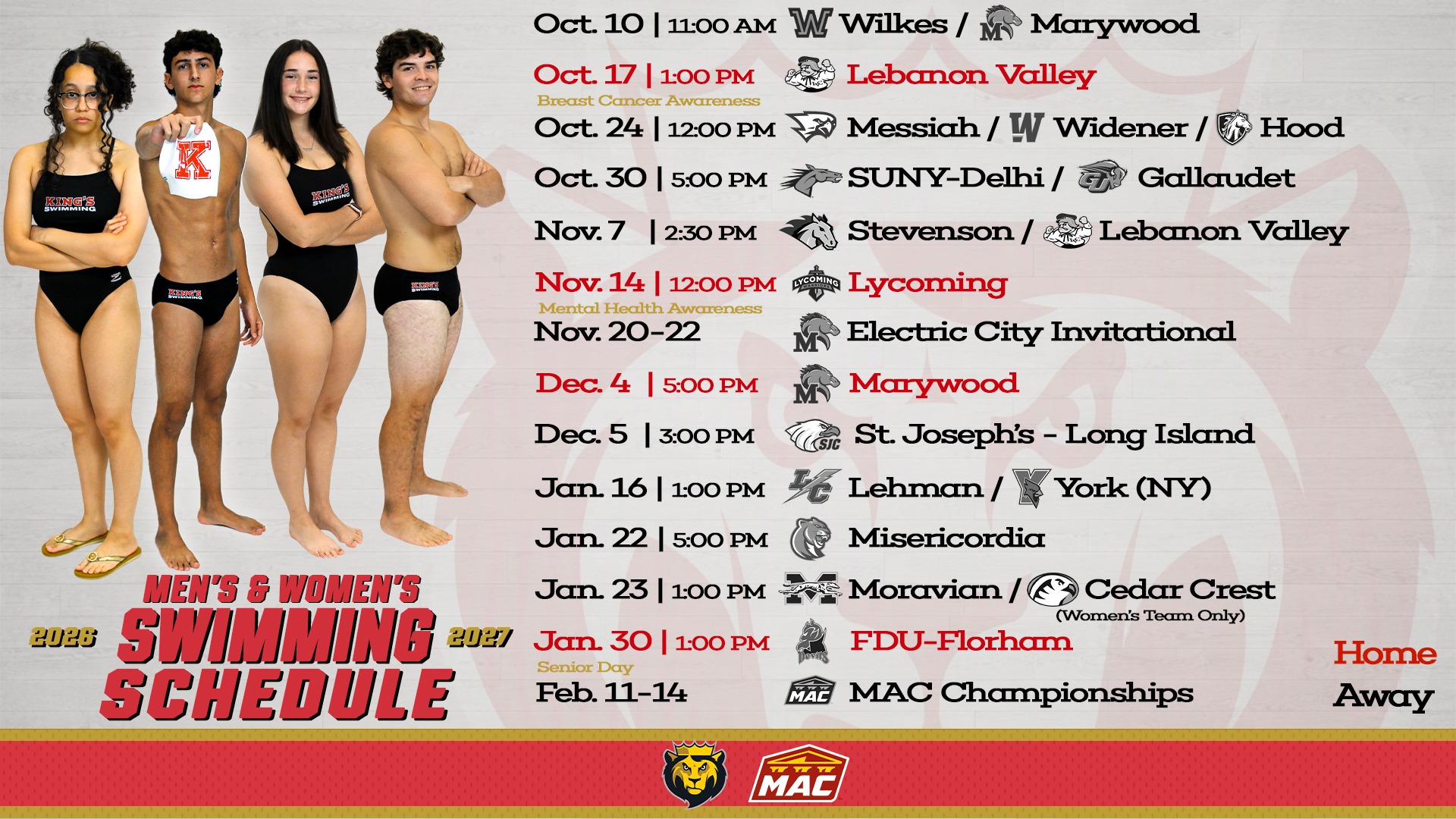 2026-27 Swimming Schedule