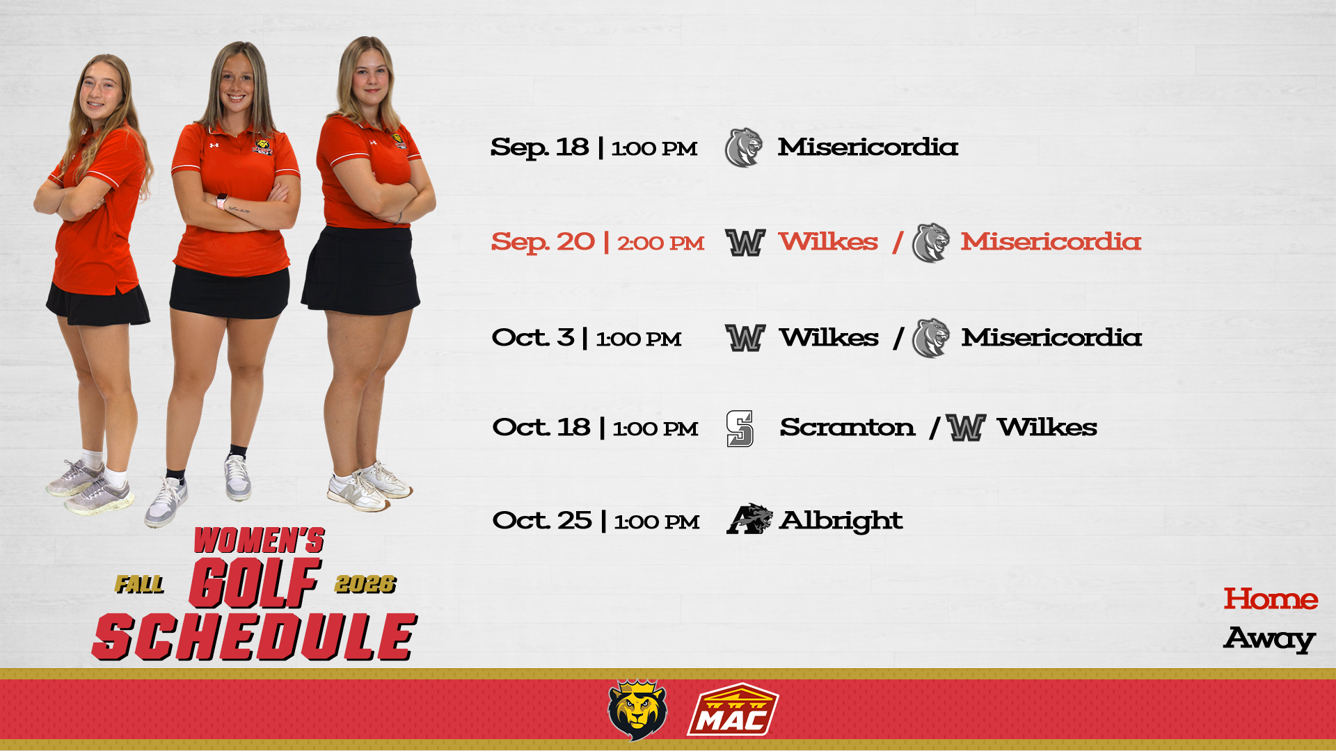 2026 Women's Golf Fall Schedule Release