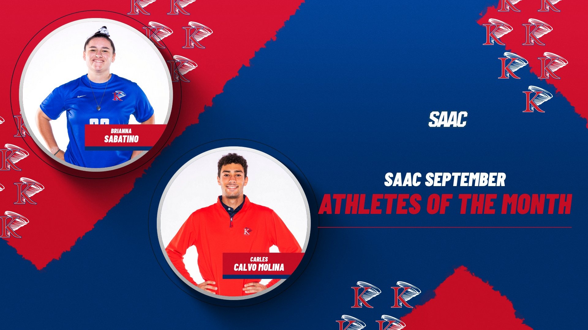 Brianna Sabatino, Carles Calvo Molina SAAC Sept Athletes of the Month