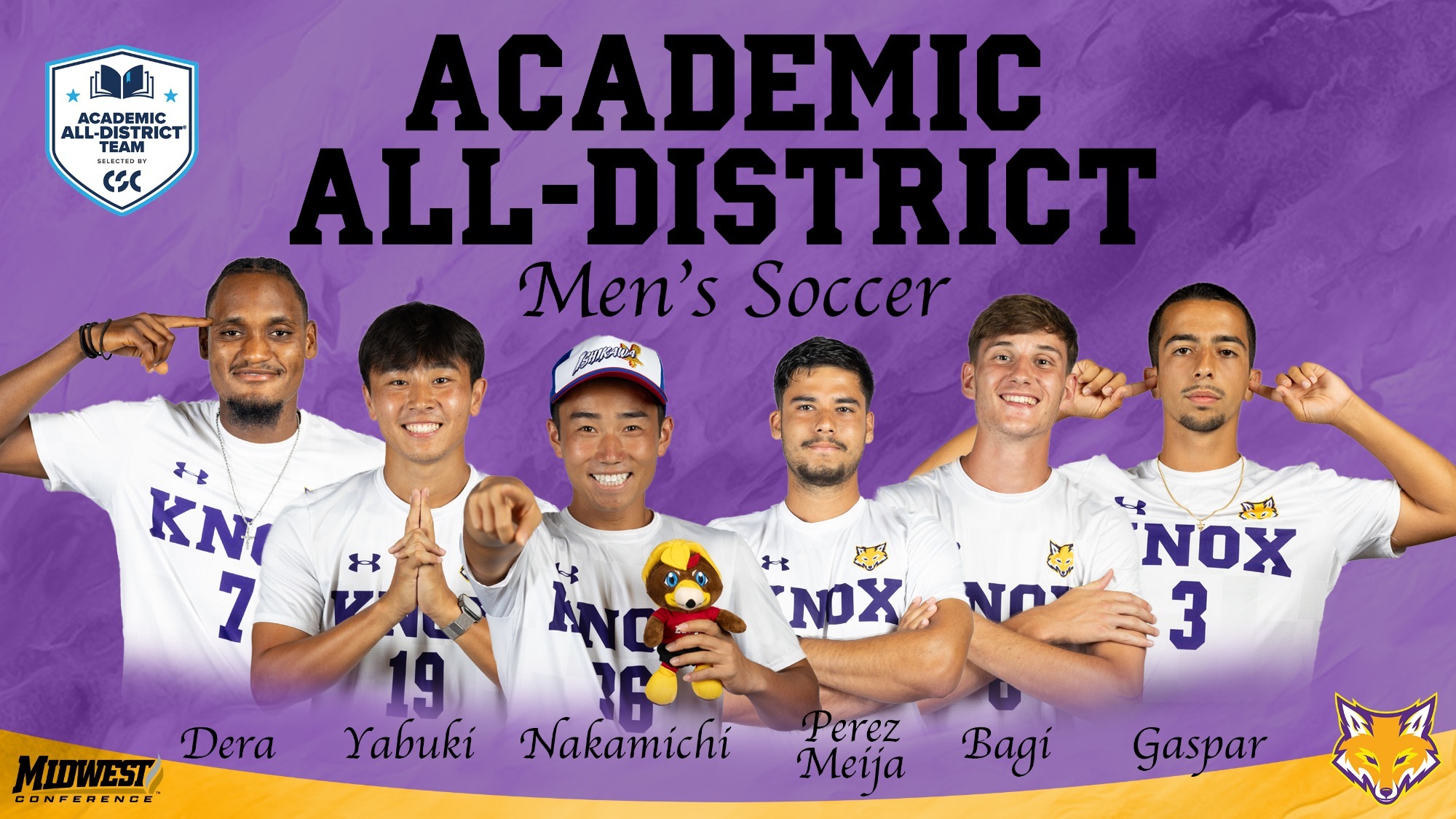 Knox student-athletes included on the 2025 CSC Men’s Soccer Academic All-District Team