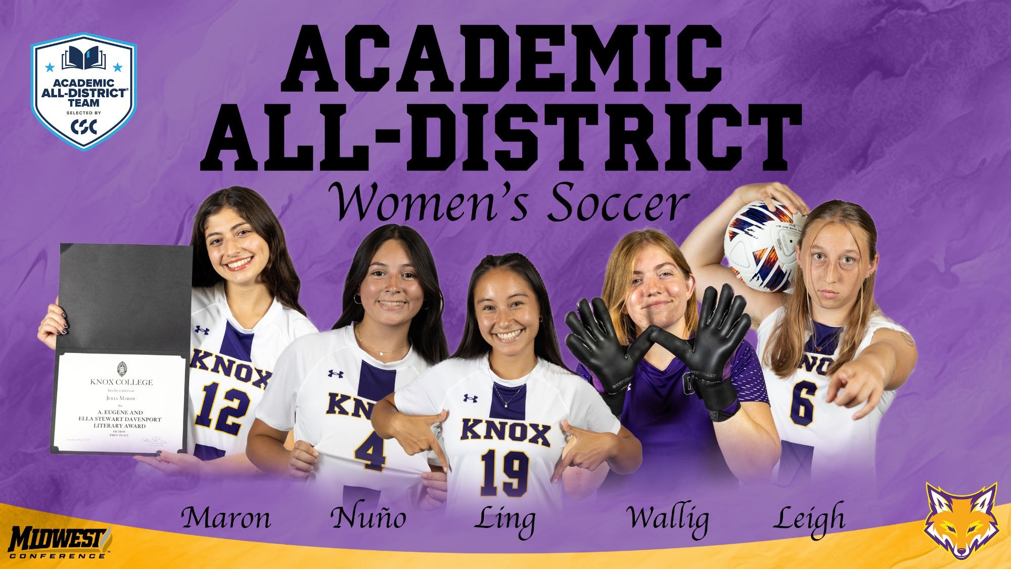 Student-athletes who were named to the CSC Women's Soccer Academic All-District Team