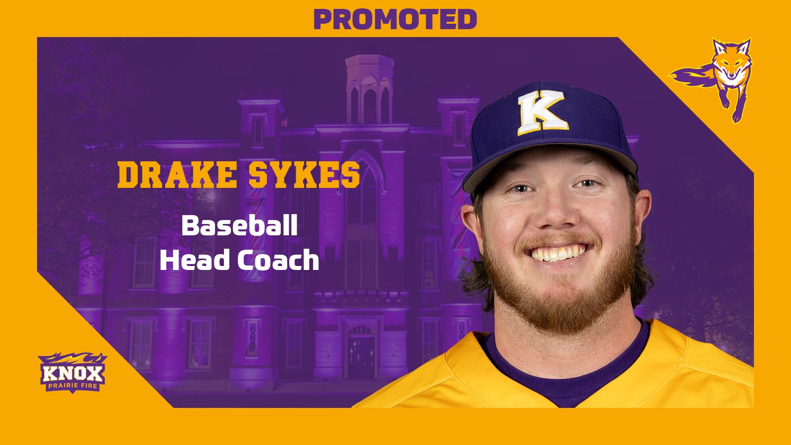 Drake Sykes ’17 hired as Knox baseball head coach