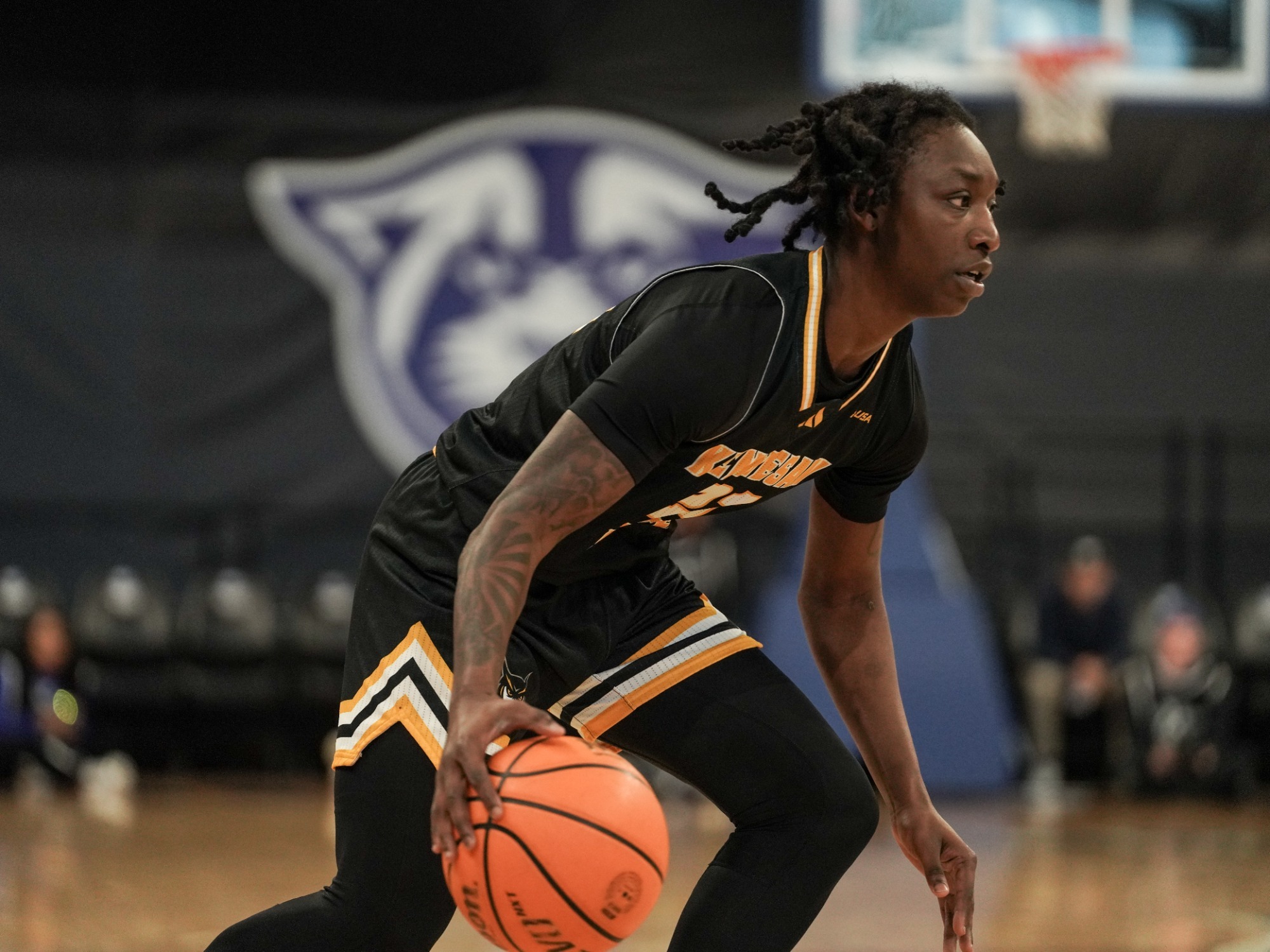Kennesaw State women's basketball guard Keyarah Berry drives the basketball.